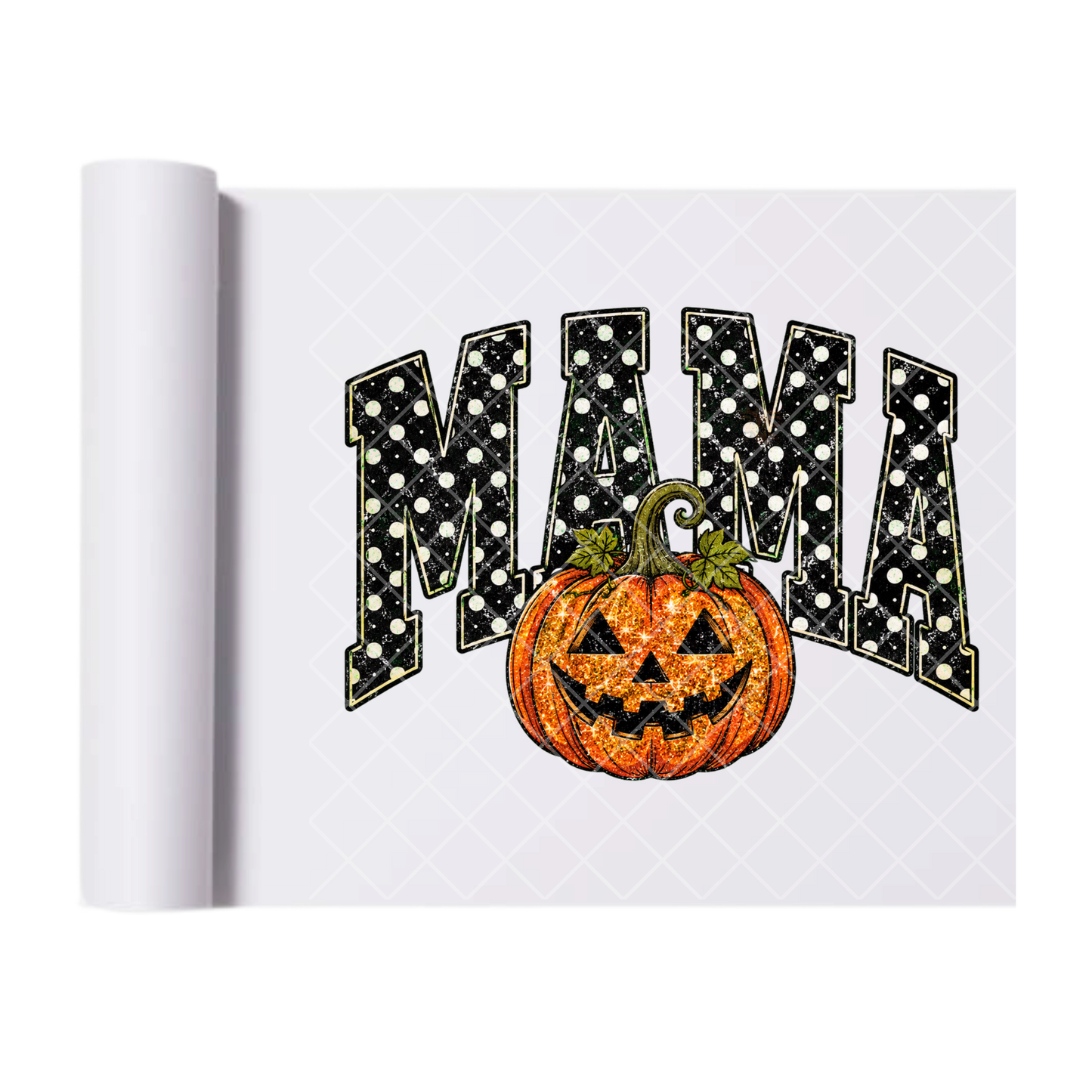 Mama PokaDot Pumpkin - Ready To Press Print Transfer for Apparel, Cotton, Polyester & Blends - High-Quality Print- Commercial Grade