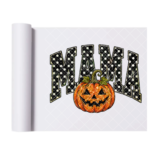 Mama PokaDot Pumpkin - Ready To Press Print Transfer for Apparel, Cotton, Polyester & Blends - High-Quality Print- Commercial Grade