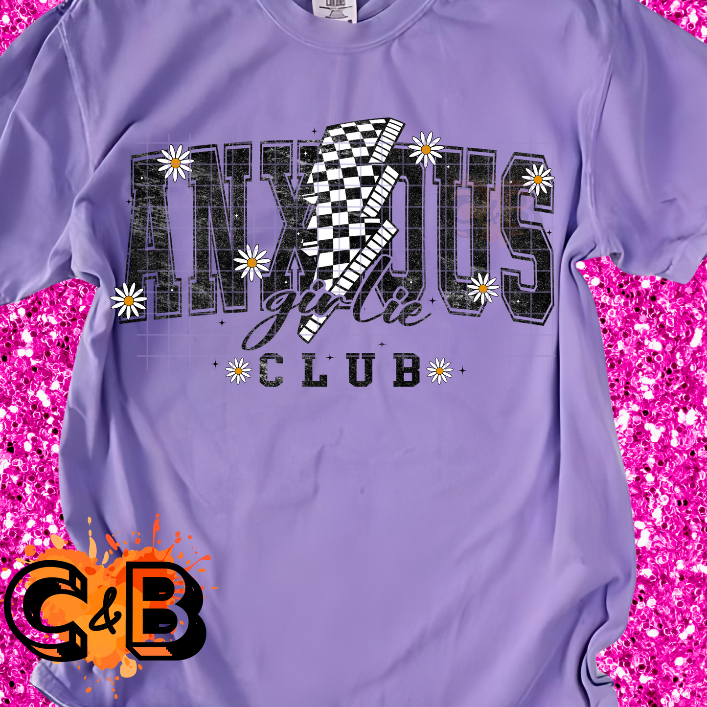 Anxious Retro Checkered Bolt T-Shirt