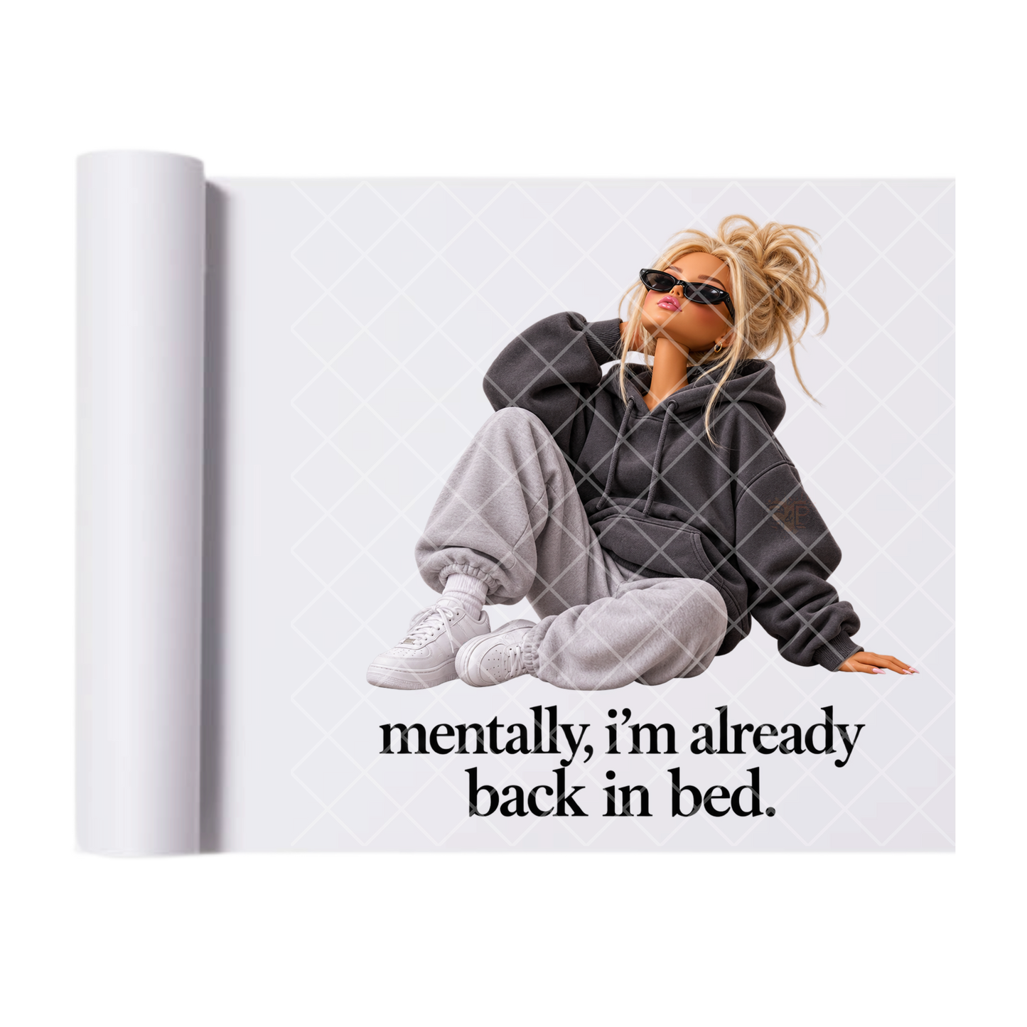 Mentally I'm In Bed - Direct Print Film Transfer for Trendy T-Shirts, Cotton, Polyester & Blends - High-Quality Print