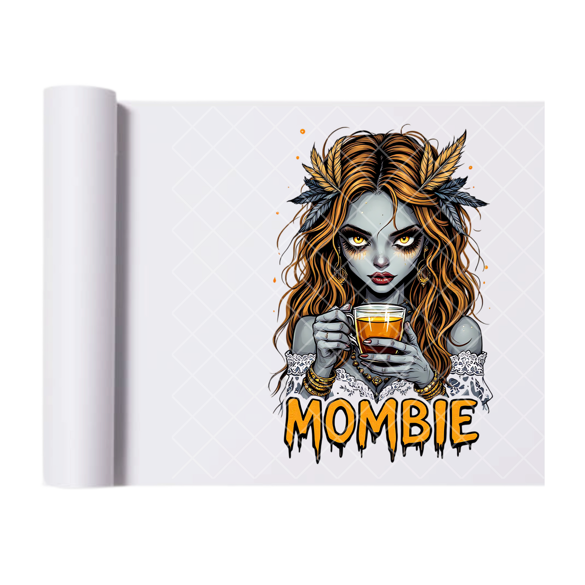 Caffeinated Mombie - Ready To Press Print Transfer for Apparel, Cotton, Polyester & Blends - High-Quality Print- Commercial Grade