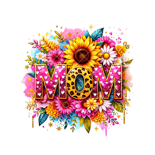 Mom Sunflower Pink Polkadot PNG