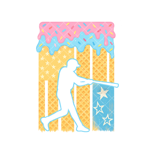 Icecream Flag Baseball Player PNG