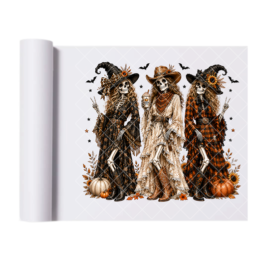 Halloween Vintage Fall Babes - Ready To Press Print Transfer for Apparel, Cotton, Polyester & Blends - High-Quality Print- Commercial Grade