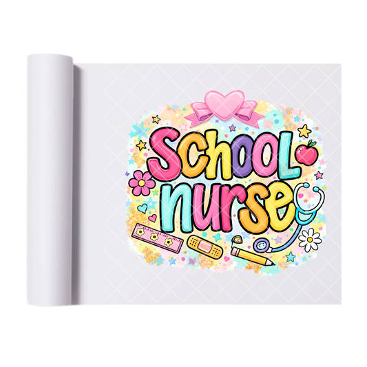 Colorful School Nurse - Direct Print Film Transfer for T-Shirts, Cotton, Polyester & Blends - High-Quality Print