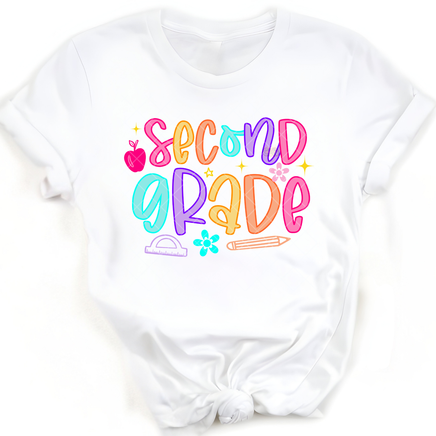 Second Grade Neon Outline - Premium Graphic T-Shirt for Casual Wear