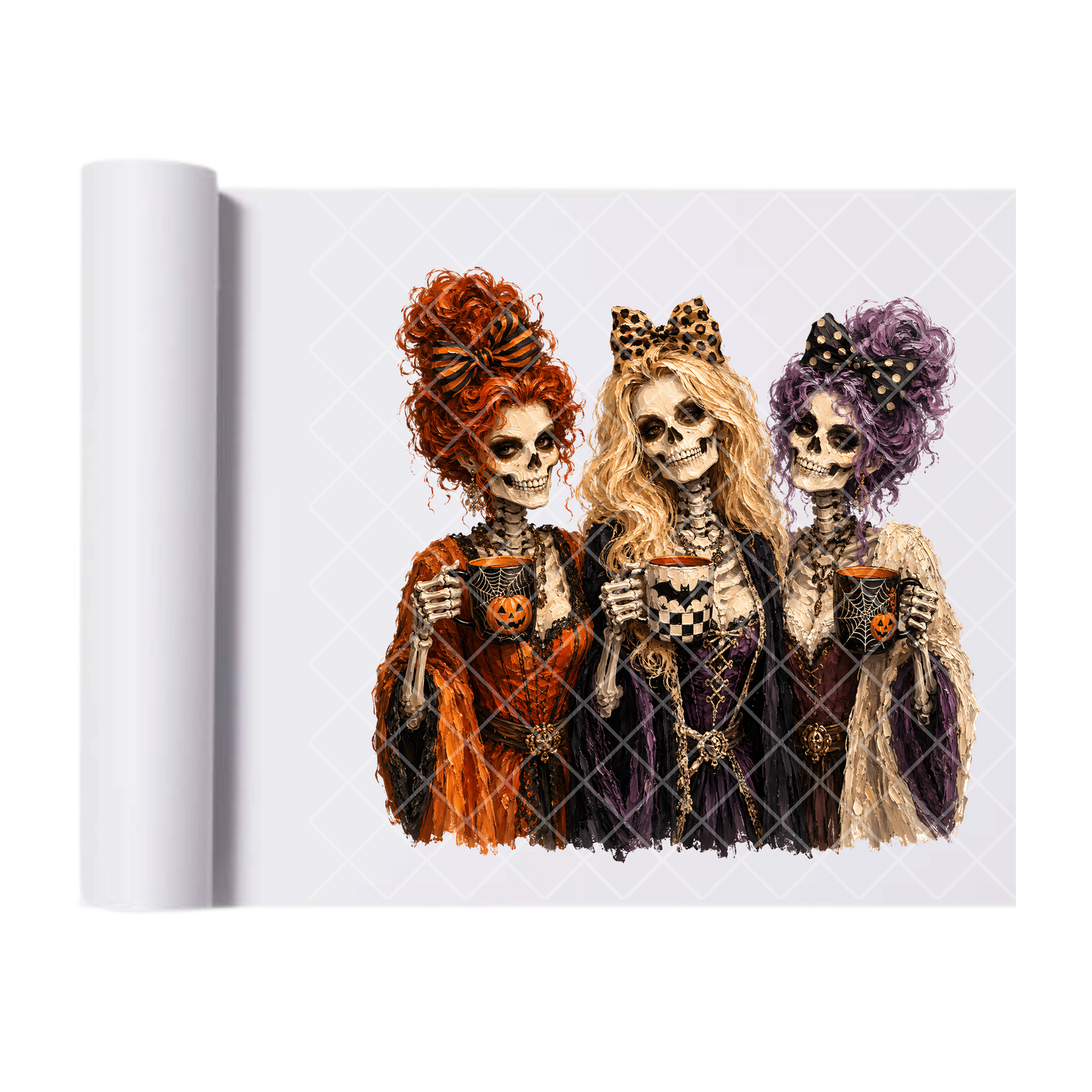 Pocus Skelly Gals - Ready To Press Print Transfer for Apparel, Cotton, Polyester & Blends - High-Quality Print- Commercial Grade