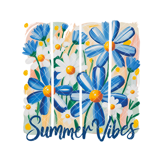 Blue Floral Summer Vibes PNG