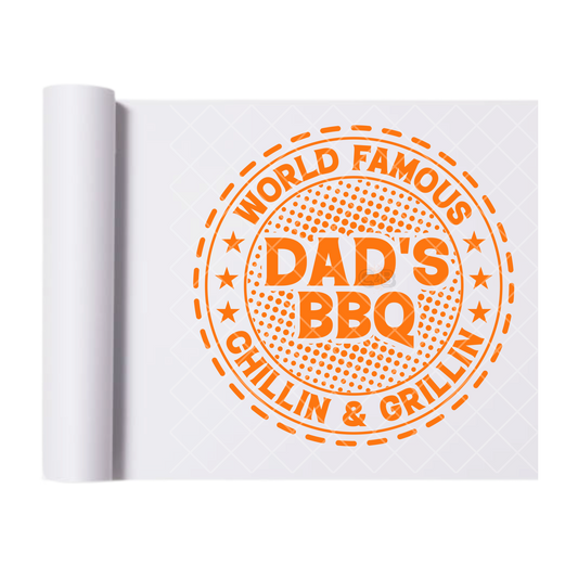 World Famous Dads Bbq - Direct Print Film Transfer for Trendy T-Shirts, Cotton, Polyester & Blends - High-Quality Print