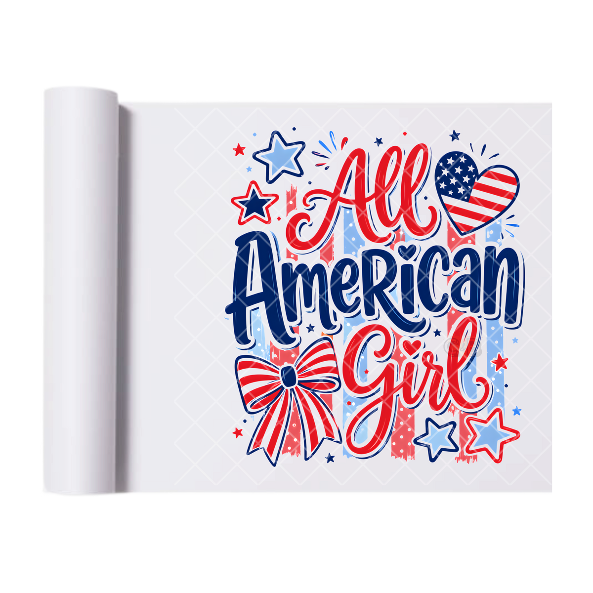 All American Girl - Direct Transfer Print, Ready To Press For T-Shirts, Cotton, Polyester & Blends - Tshirt Business Quality