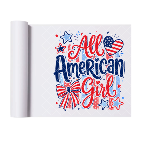All American Girl - Direct Transfer Print, Ready To Press For T-Shirts, Cotton, Polyester & Blends - Tshirt Business Quality