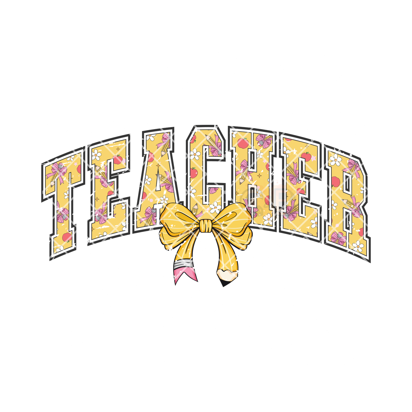 Teacher pencil theme pencil bow PNG