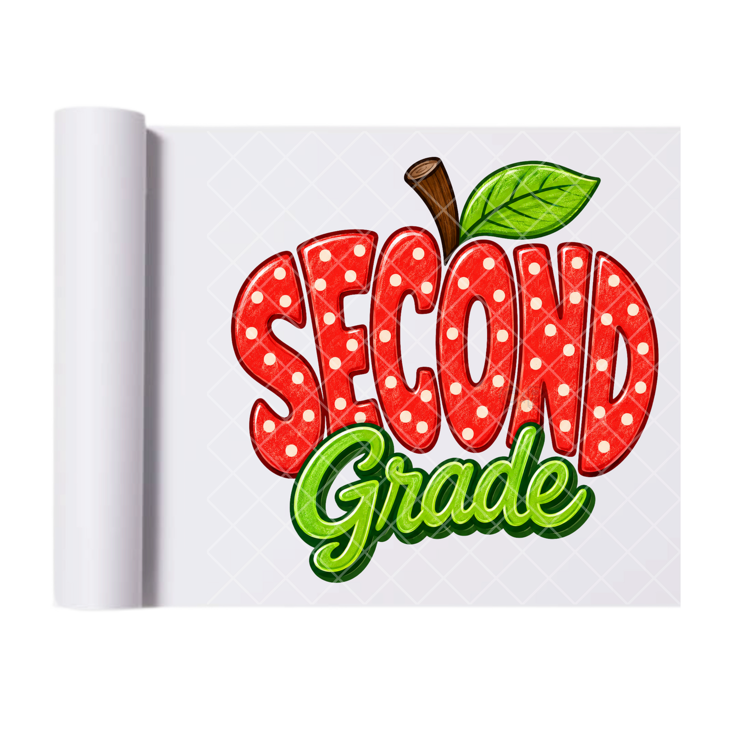 Second Grade Apple - Direct Print Film Transfer for T-Shirts, Cotton, Polyester & Blends - High-Quality Print