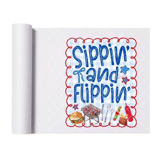 Sippin And Flippin - Direct Print Film Transfer for Trendy T-Shirts, Cotton, Polyester & Blends - High-Quality Print
