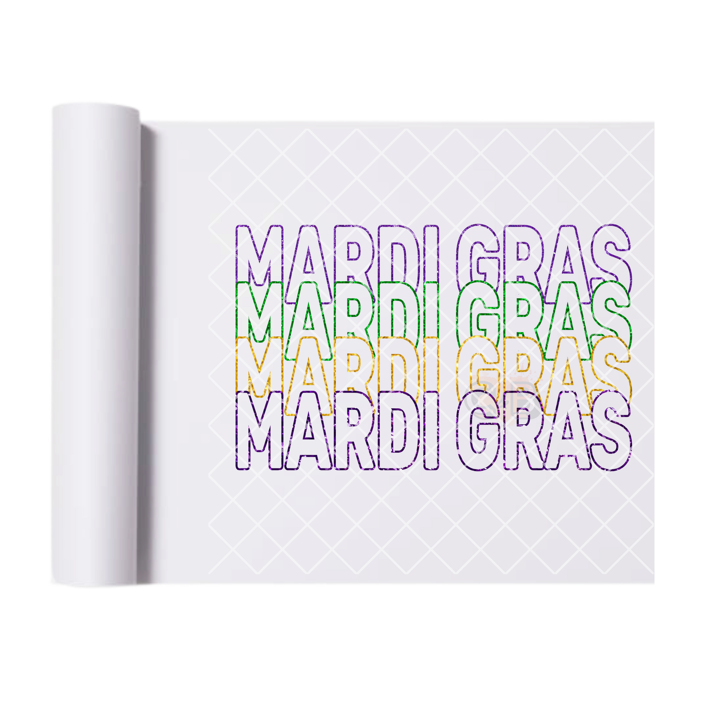 Mardi Gras font set in hollow DTF film t shirt transfer