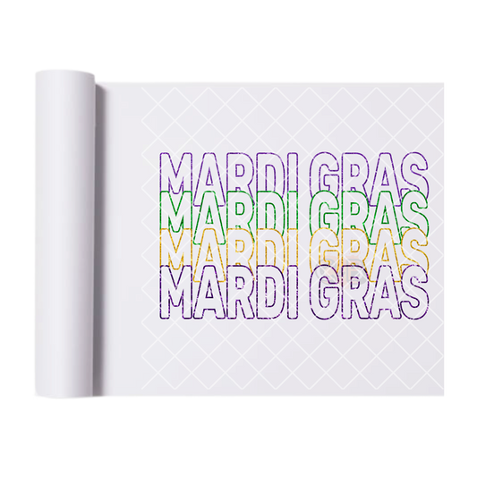 Mardi Gras font set in hollow DTF film t shirt transfer