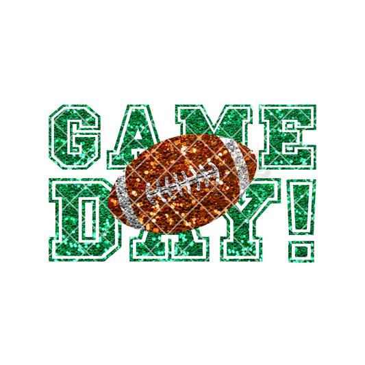 Glitter game day football green font PNG