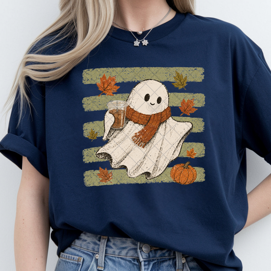 Coffee Cozy Ghost - Premium Graphic T-Shirt for Casual Wear