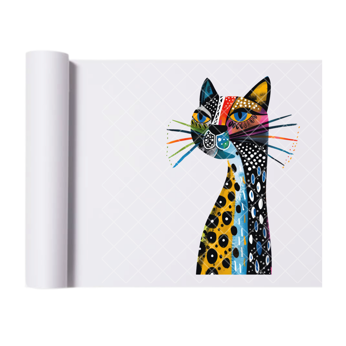Cat Art Painting - Direct Print Film Transfer for Trendy T-Shirts, Cotton, Polyester & Blends - High-Quality Print