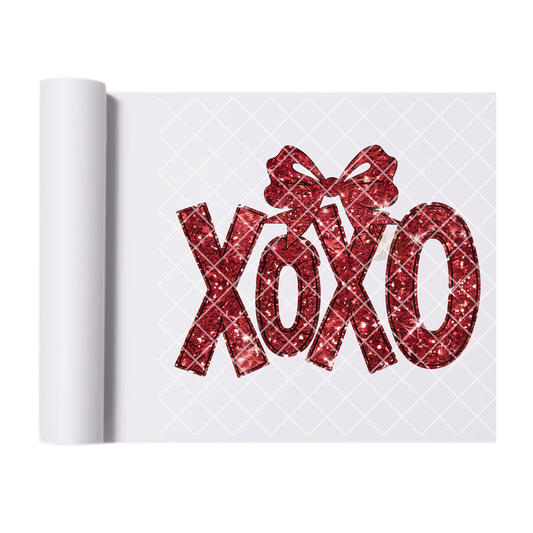 Red fine glitter bow DTF transfer-high quality transfer for printing