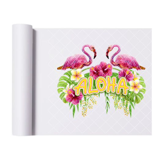 Aloha Pink Flamingo - Direct Print Film Transfer for Trendy T-Shirts, Cotton, Polyester & Blends - High-Quality Print