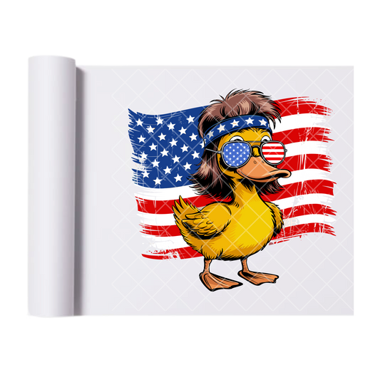 Patriot Duck Mullet Flag - Direct Print Film Transfer for Trendy T-Shirts, Cotton, Polyester & Blends - High-Quality Print