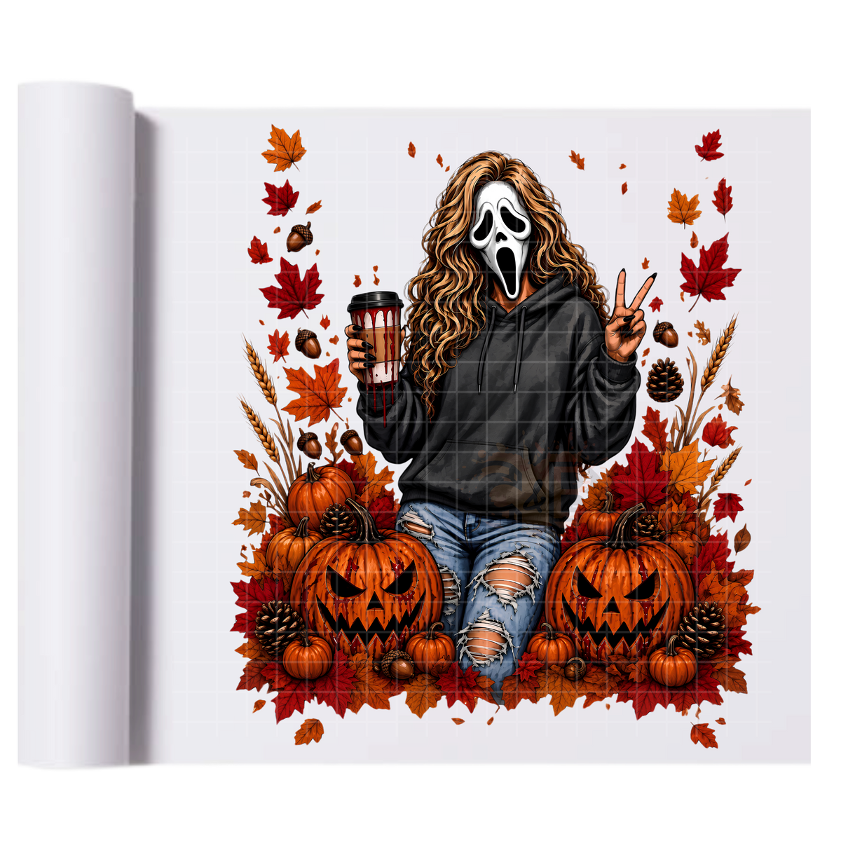 Scream queen autumn peace - Ready To Press Print Transfer for Apparel, Cotton, Polyester & Blends - High-Quality Print- Commercial Grade