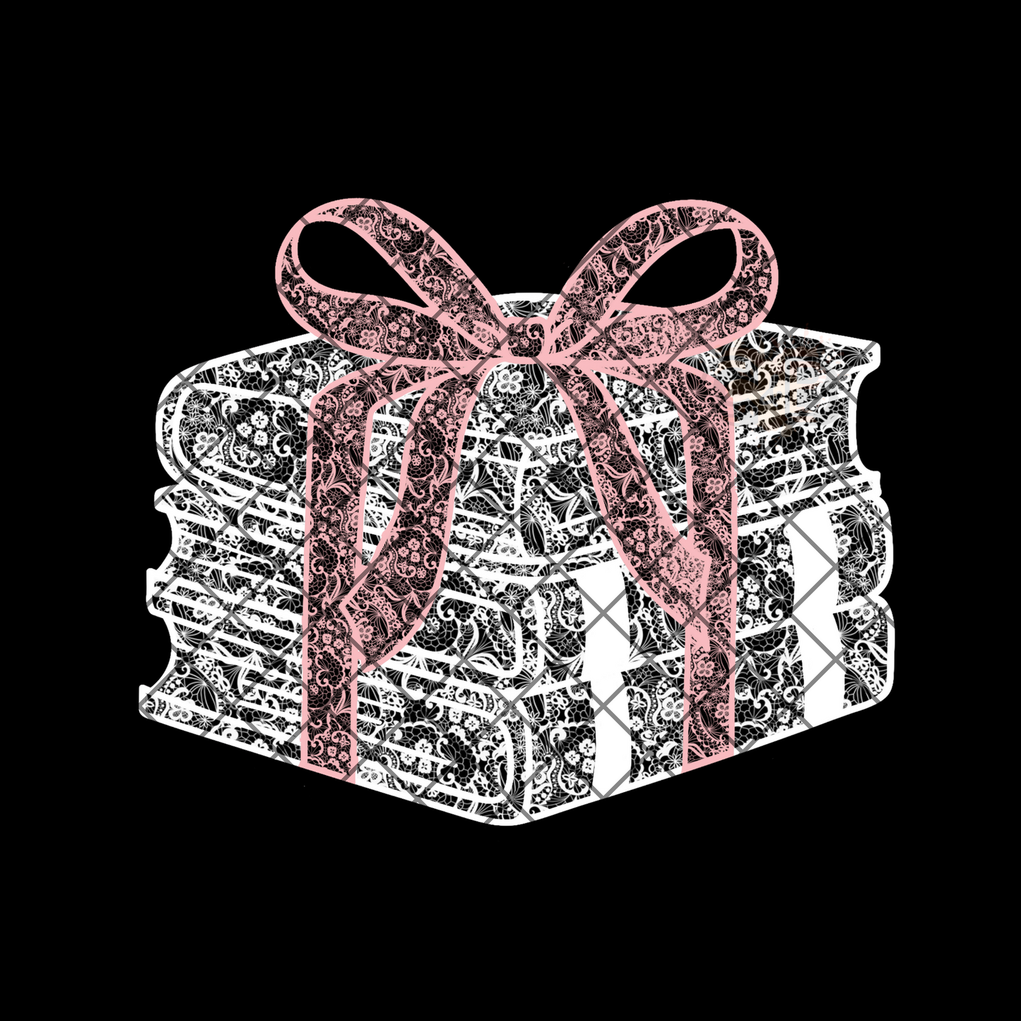 Ornate Book Stack Pink Bow PNG