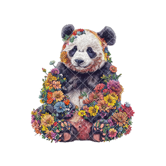 Floral Panda Bear PNG