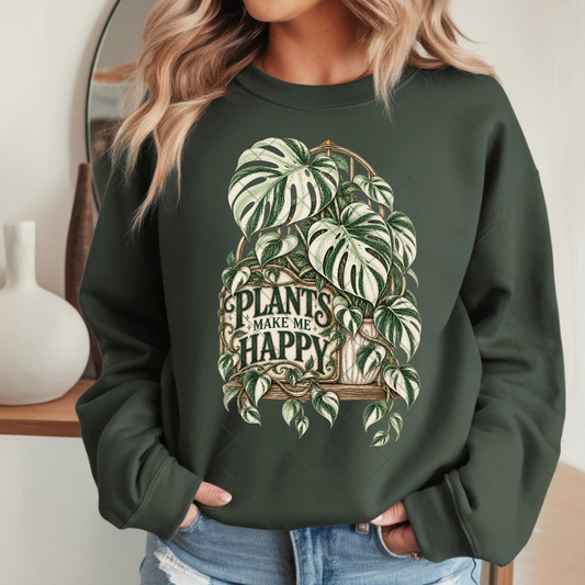 Plants Make Me Happy Variegated Monstera - Premium Graphic T-Shirt for Casual Wear