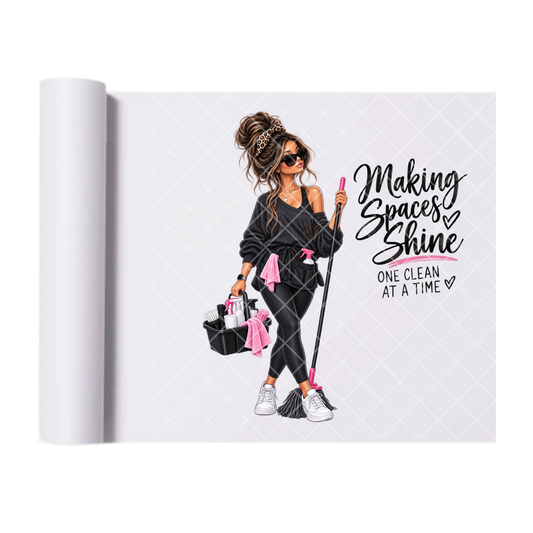 Making Spaces Shine Girl - Direct Print Film Transfer for T-Shirts, Cotton, Polyester & Blends - High-Quality Print