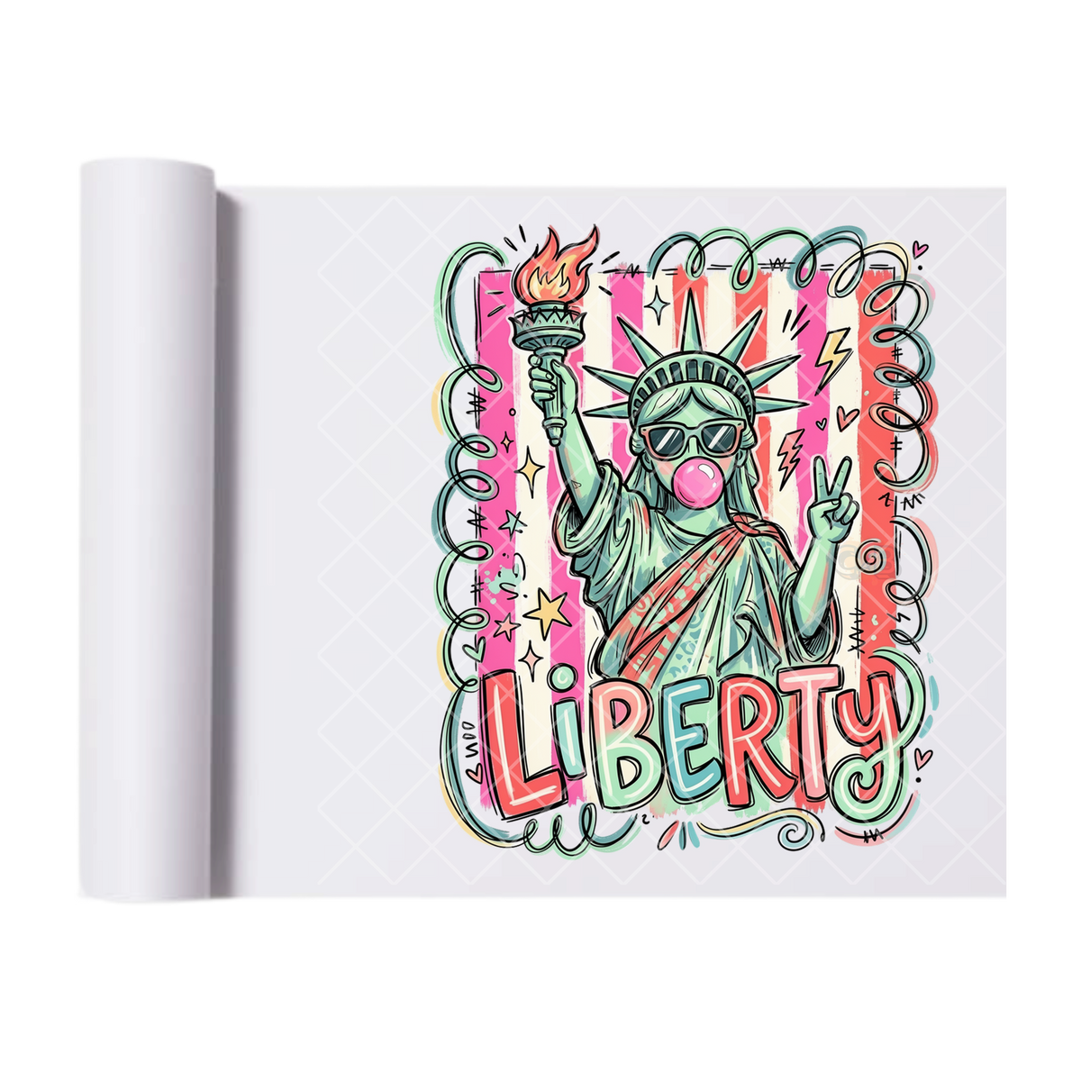 Liberty Babe Stripes - Direct Transfer Print, Ready To Press For T-Shirts, Cotton, Polyester & Blends - Tshirt Business Quality