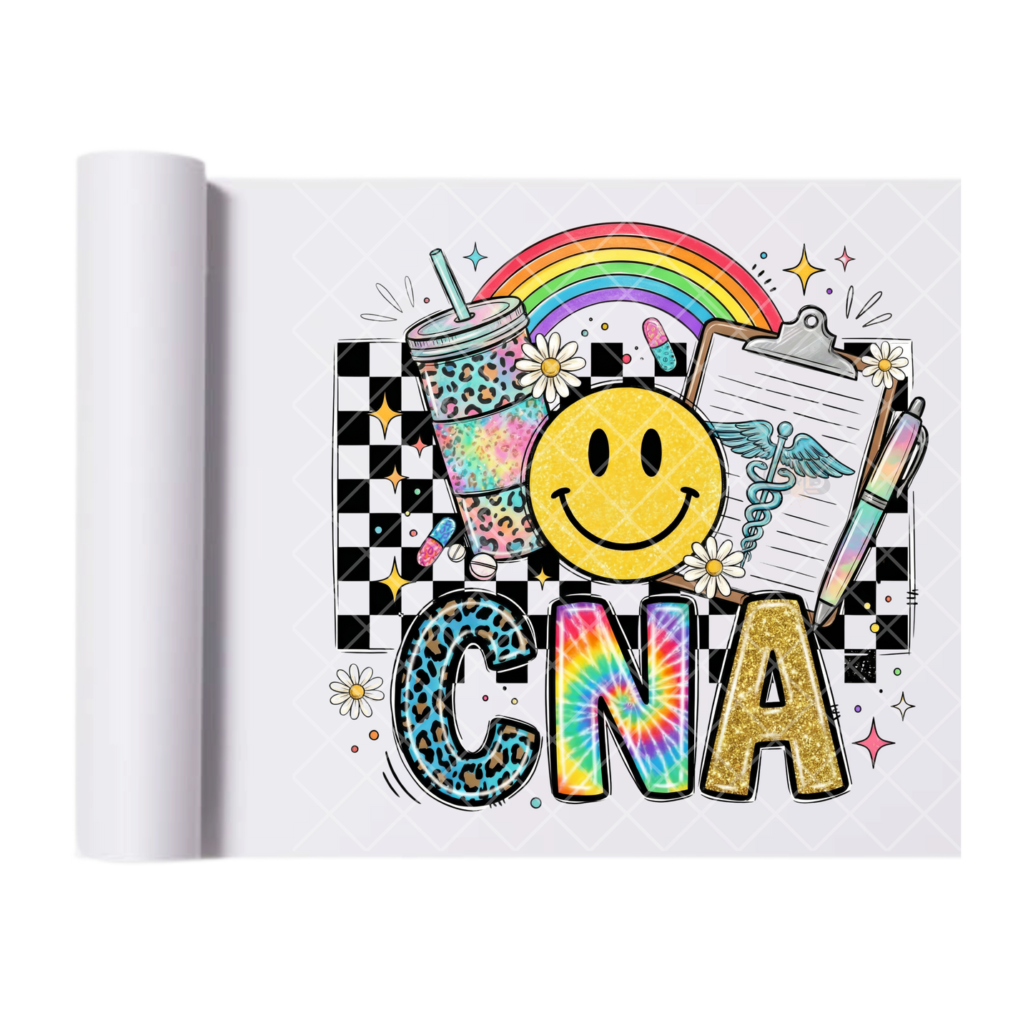 Rainbow CNA Smiley - Direct Print Film Transfer for T-Shirts, Cotton, Polyester & Blends - High-Quality Print