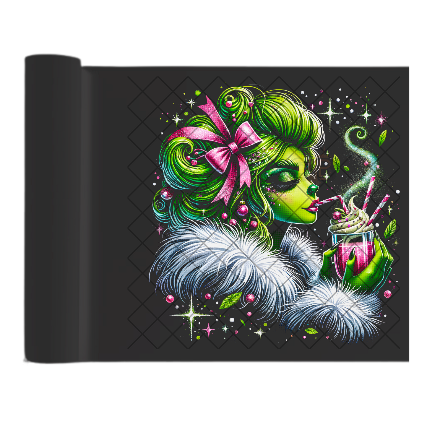 Green Lady Shimmer Pink Bow DTF Transfer