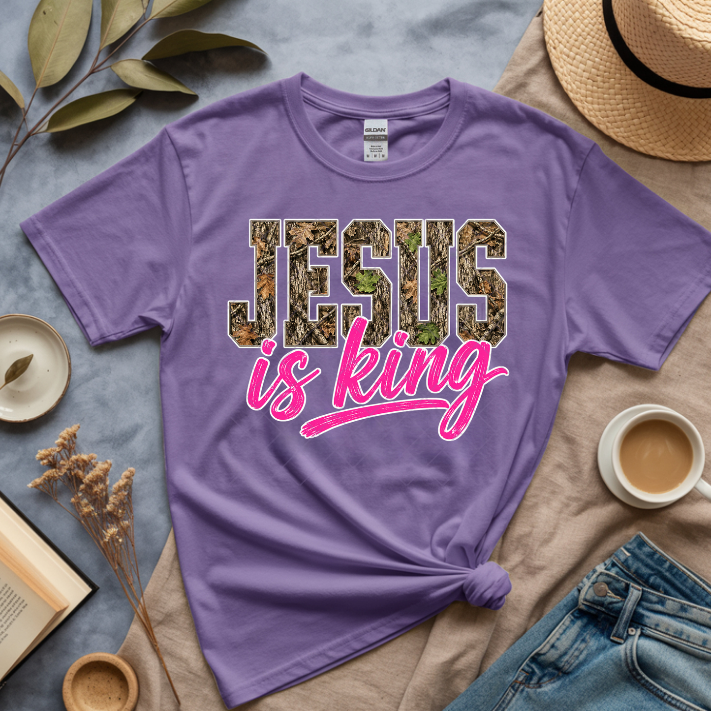 Camo Jesus Is King - Premium Graphic T-Shirt for Casual Wear