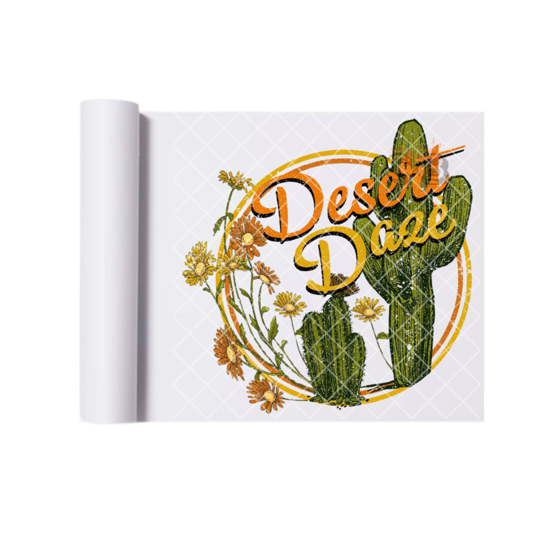 Desert Daze Daisys and Cactus Western DTF Transfer