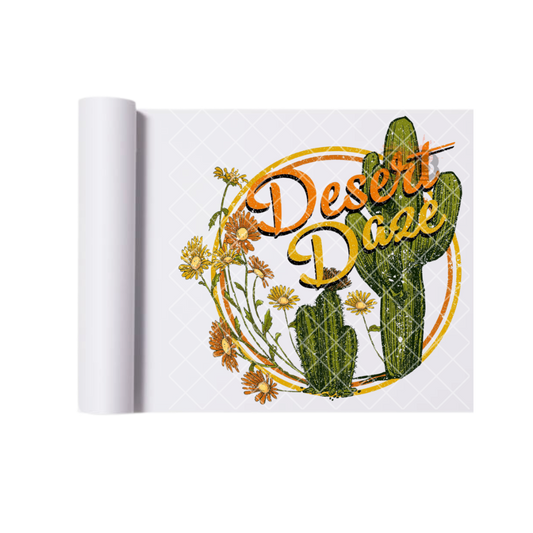 Desert Daze Daisys and Cactus Western DTF Transfer