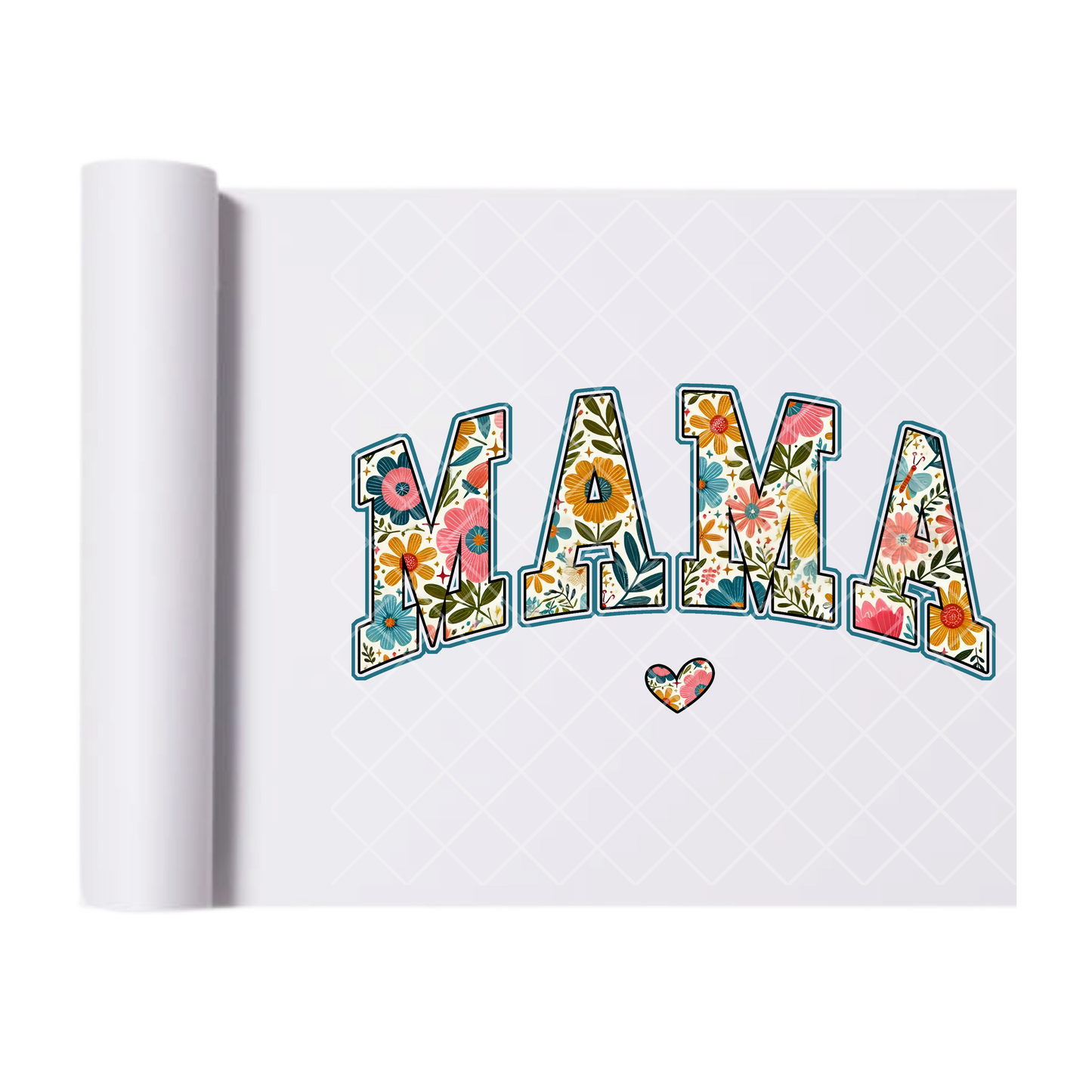 Mama Floral Design Inlay - Direct Print Film Transfer for T-Shirts, Cotton, Polyester & Blends - High-Quality Print