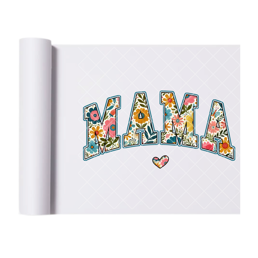 Mama Floral Design Inlay - Direct Print Film Transfer for T-Shirts, Cotton, Polyester & Blends - High-Quality Print