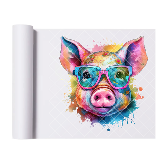 Splash Piggie - Direct Print Film Transfer for Trendy T-Shirts, Cotton, Polyester & Blends - High-Quality Print