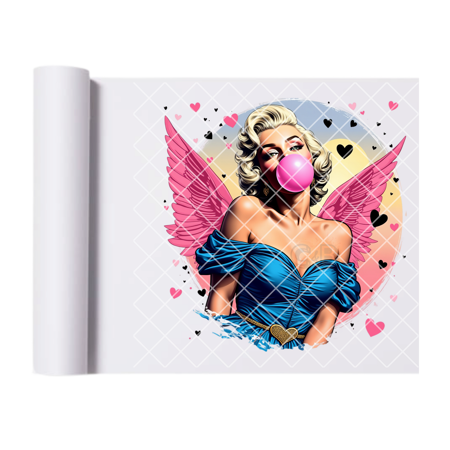 Blond pink wings DTF transfer-high quality transfer for printing