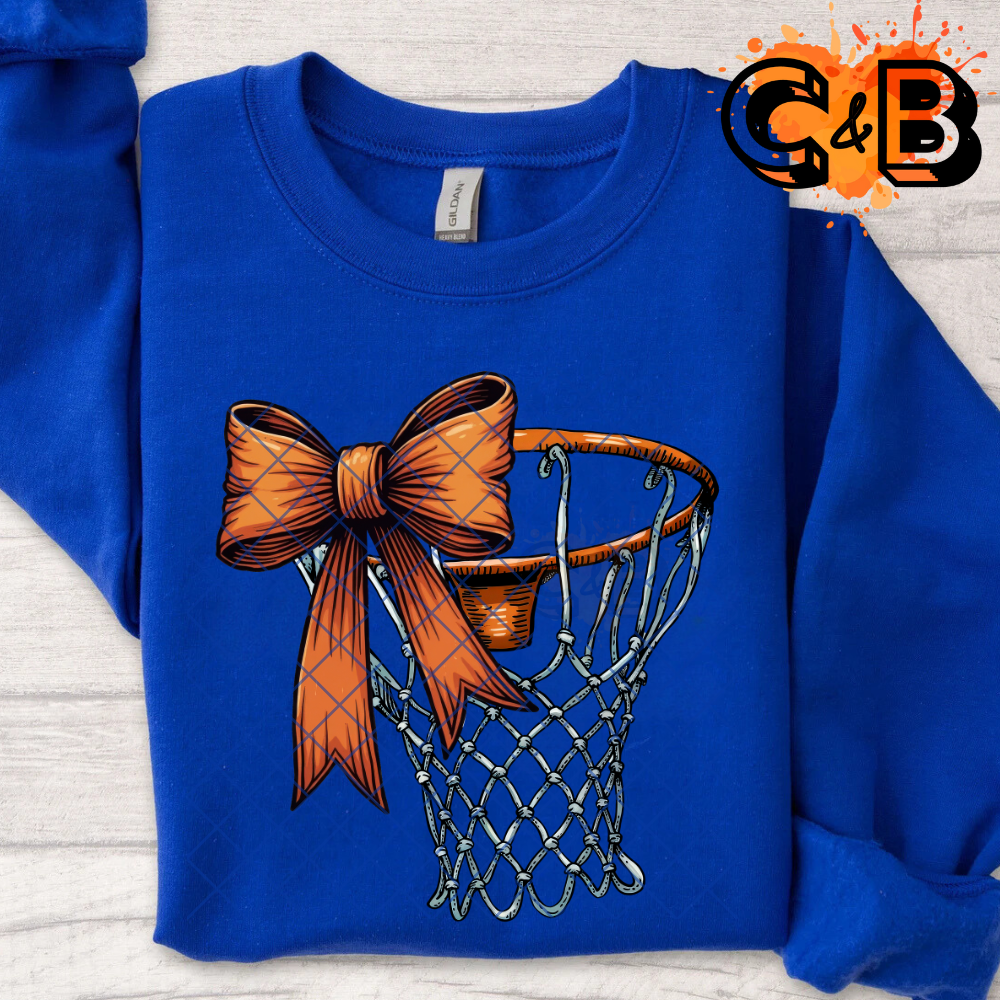 Basketball hoop with orange bow PNG