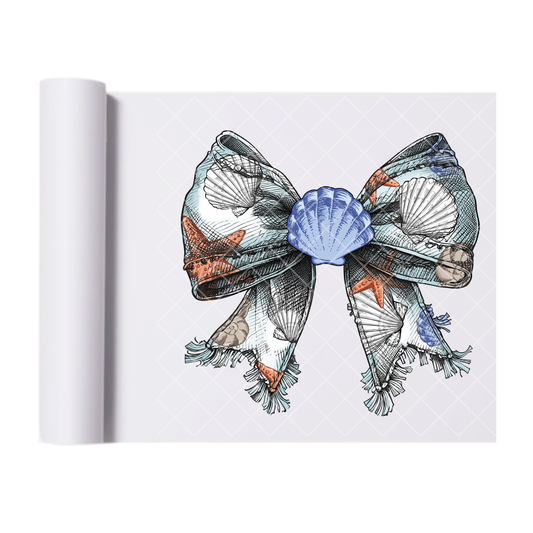 Oceanscape Bow - Direct Print Film Transfer for Trendy T-Shirts, Cotton, Polyester & Blends - High-Quality Print