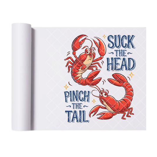 Pinch The Tail Lobster Seafood - Direct Print Film Transfer for Trendy T-Shirts, Cotton, Polyester & Blends - High-Quality Print