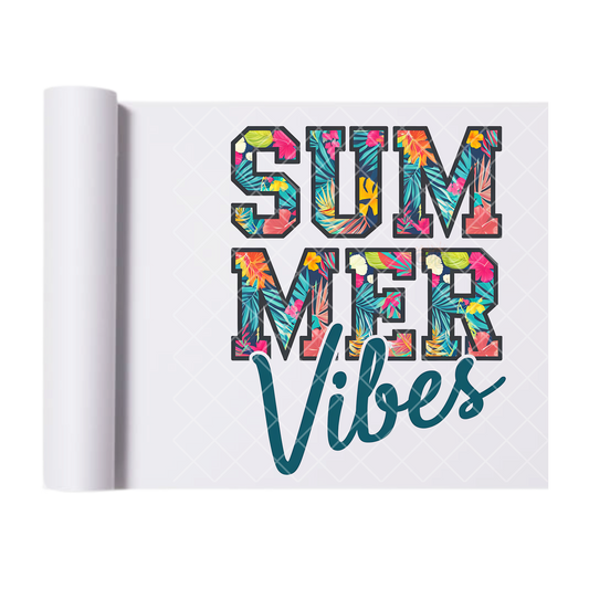 Summer Vibes Pastel Pom - Direct Print Film Transfer for Trendy T-Shirts, Cotton, Polyester & Blends - High-Quality Print