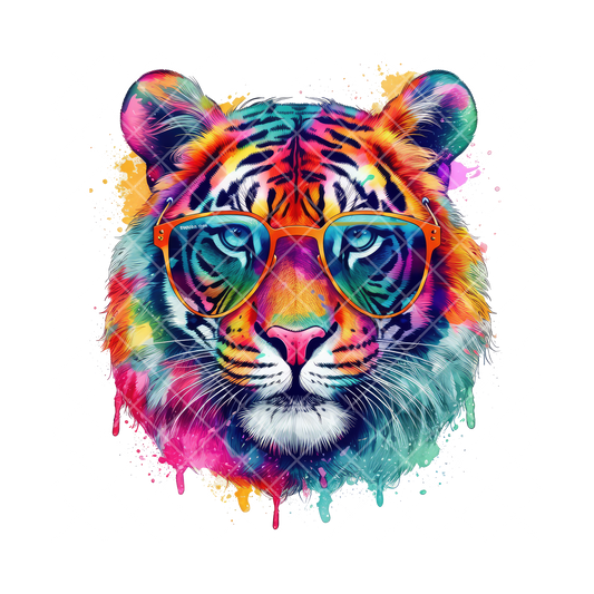 Tiger Paint Splash With Shades PNG