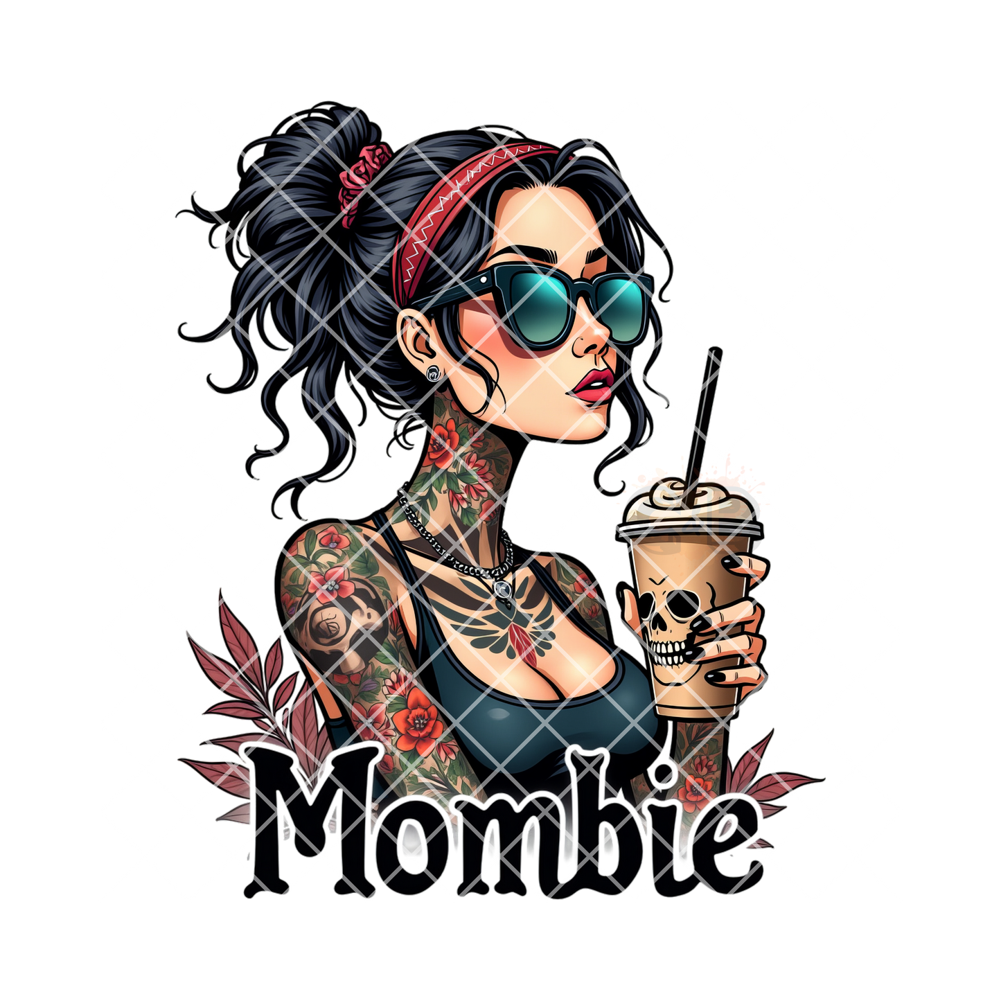 Mombie babe skull coffee png