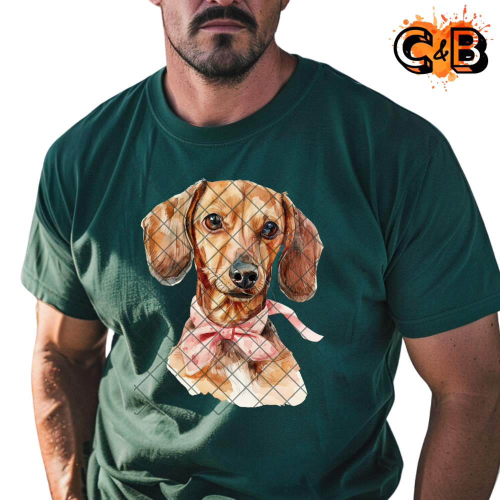 Dachshund with Pink Bow PNG