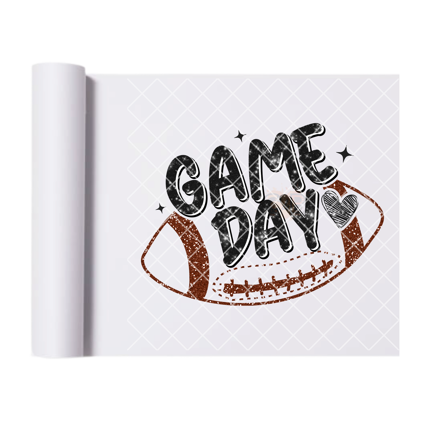 Game day scribble football and heart DTF film t shirt transfer