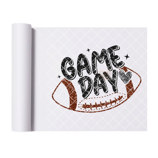 Game day scribble football and heart DTF film t shirt transfer
